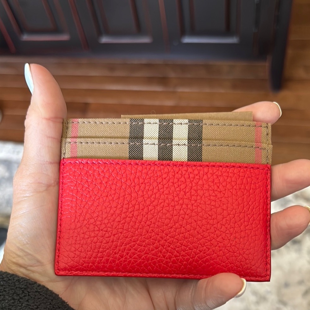 Burberry Red and Tan Card Holder NWT